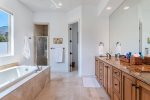 En Suite Master Bath Includes Walk-In Shower, Bathtub and Double Sink Vanity